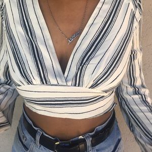 Fashion Nova cropped low cut blouse